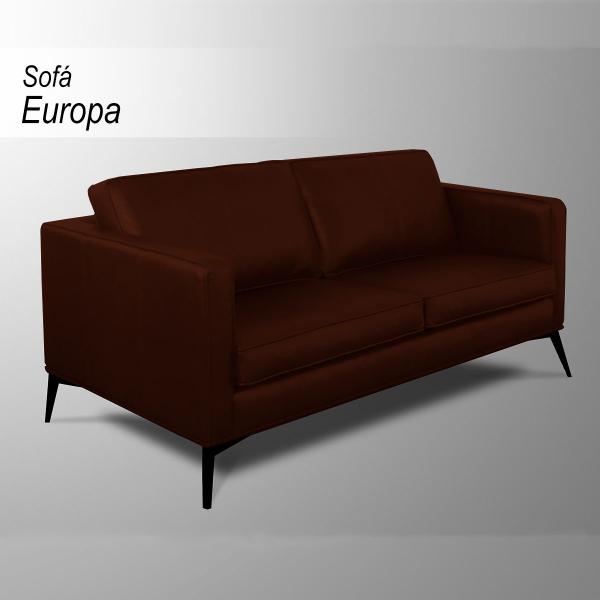 Imagem de Sofá Decorativo Sala de Estar Europa 2 Lugares 180cm Couro Conhaque - Mozzelar