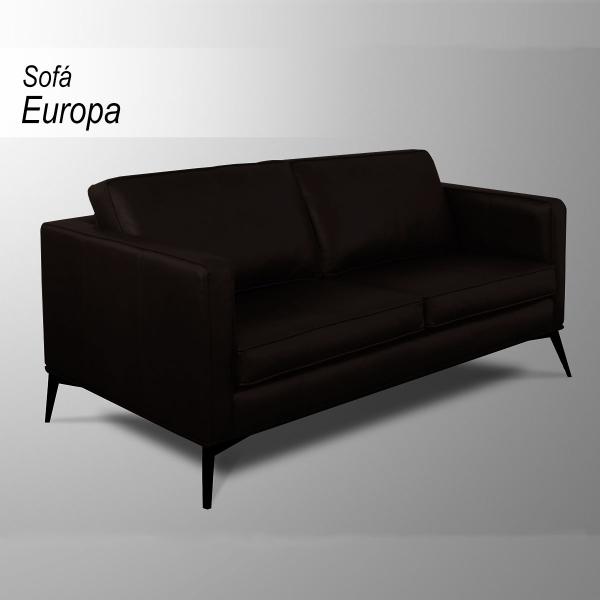 Imagem de Sofá Decorativo Sala de Estar Europa 2 Lugares 180cm Couro Marrom - Mozzelar