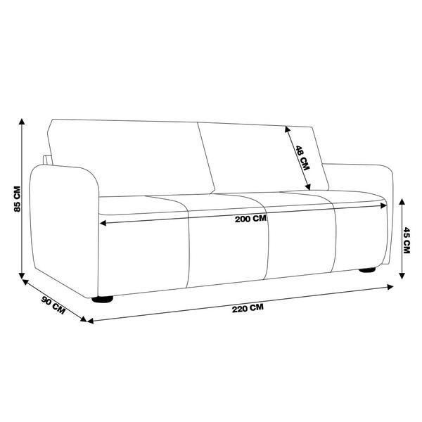 Imagem de Sofá Decorativo Sala de Estar Lily 3 Lugares 220cm Couro Cimento G34 - Gran Belo