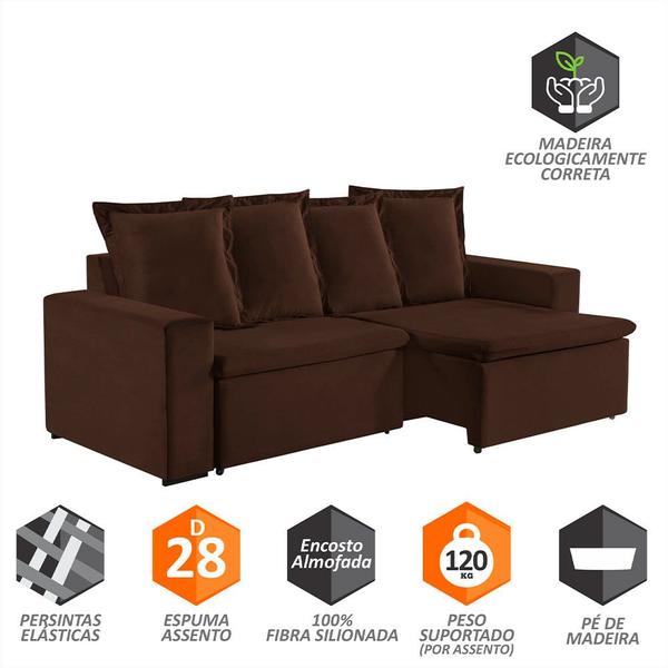 Imagem de Sofa Donatello 2 Lugares Pes de Madeira Talento Móveis