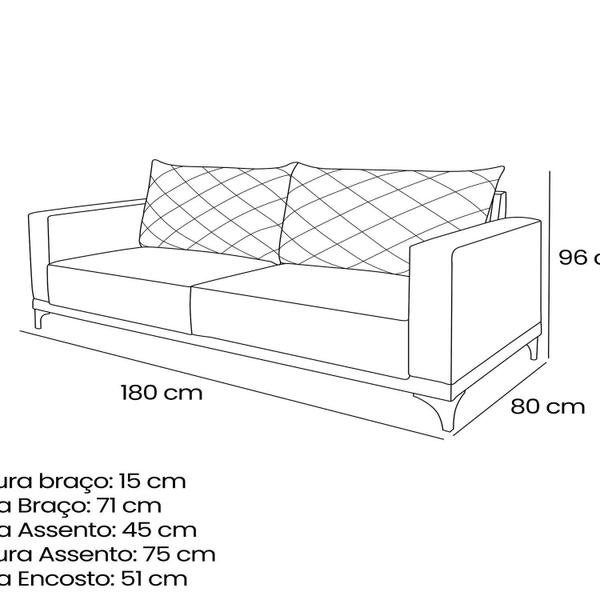 Imagem de Sofá Eliot 2 Lugares 180 Cm Linho Boucle