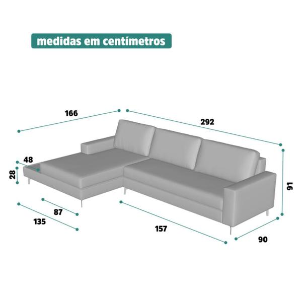 Imagem de Sofá em Linho 292cm Chaise Esquerdo e Deck Loft