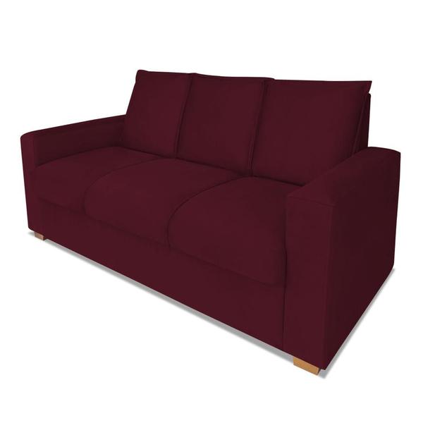 Imagem de Sofá Estofado 3 Lugares Para Sala De Estar Denver Suede Vermelho Bordo - DL DECOR