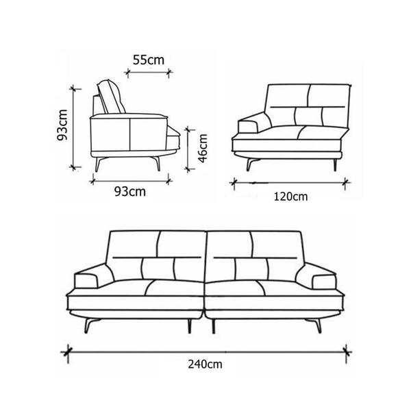 Imagem de Sofá Evans 2 Lugares Couro Pérola 240cm - 69867