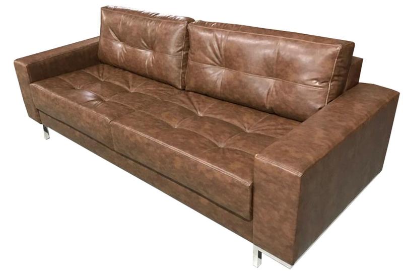 Imagem de Sofa Fashion material sintético Marrom Base Cromada 1,60 MT (LARG) - 51742