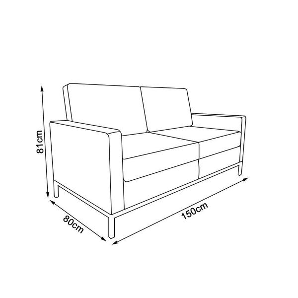 Imagem de Sofá Fixo Florence Knoll 2 Lugares Cromado em Couro Natural Marrom