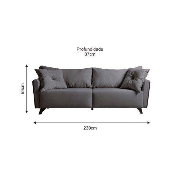 Imagem de Sofá fixo Gales 2,30m Tecido Veludo Pés Imbuia