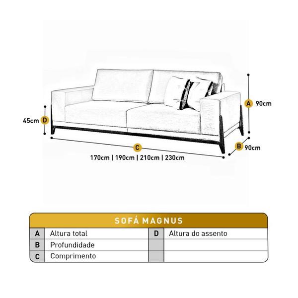 Imagem de Sofá Fixo Magnus 2 Lugares Luxo 170cm Castellar Móbile