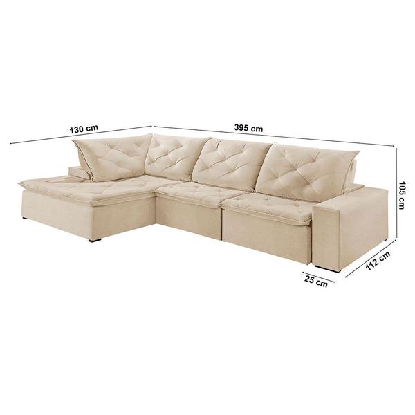 Imagem de Sofá Hércules Linho 2 Módulos 120cm B25cm+Chaise 130cm Meu Sofá Online