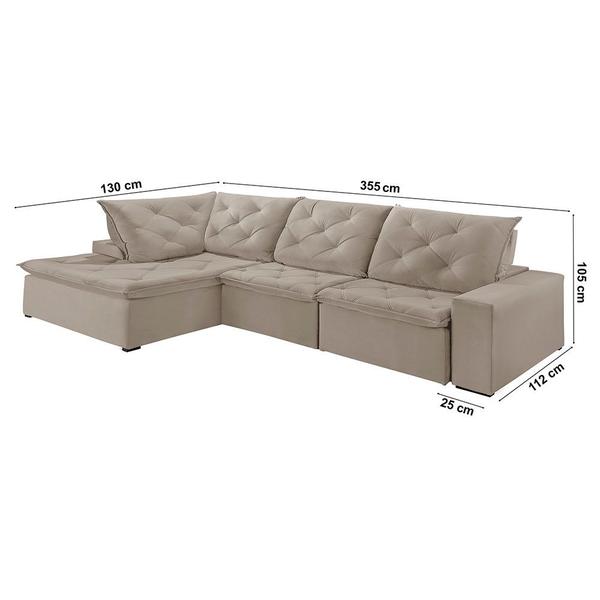 Imagem de Sofá Hércules Veludo 2 Módulos 100cm B25cm+Chaise 130cm Meu Sofá Online