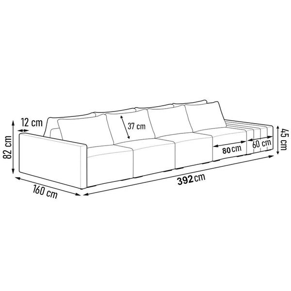 Imagem de Sofá Ilha 4 Lugares Living 392cm Modulado para Sala Lary Bouclê K01 - D'Rossi