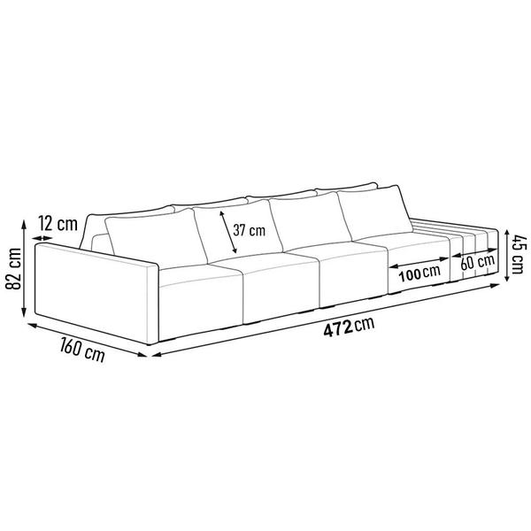 Imagem de Sofá Ilha 4 Lugares Living 472cm Modulado para Sala Lary Bouclê Bege K01 - D'Rossi