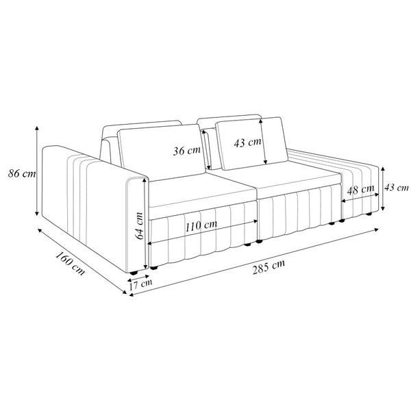 Imagem de Sofá Ilha com Encosto e Almofadas Móveis Olimpo 285cm Modulado Linho/PU Terracota/Caramelo G45 - Gran Belo