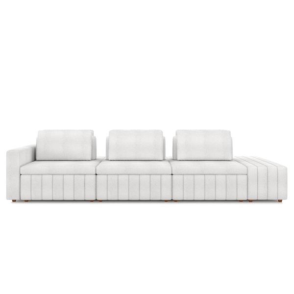 Imagem de Sofá Ilha Living com Puff 335cm Siesta M22 Bouclê Branco - Mpozenato