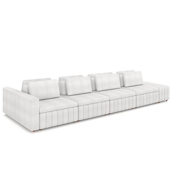 Imagem de Sofá Ilha Living com Puff 505cm Siesta M22 Bouclê Branco - Mpozenato