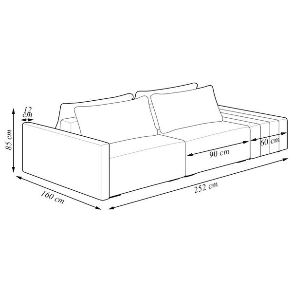 Imagem de Sofá Ilha Modulado Milos 252cm Puff Lateral Veludo Bege G33 - Gran Belo