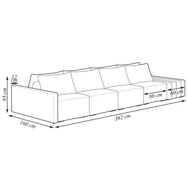 Imagem de Sofá Ilha Modulado Milos 392cm Puff Lateral Veludo Azul Marinho G33 - Gran Belo