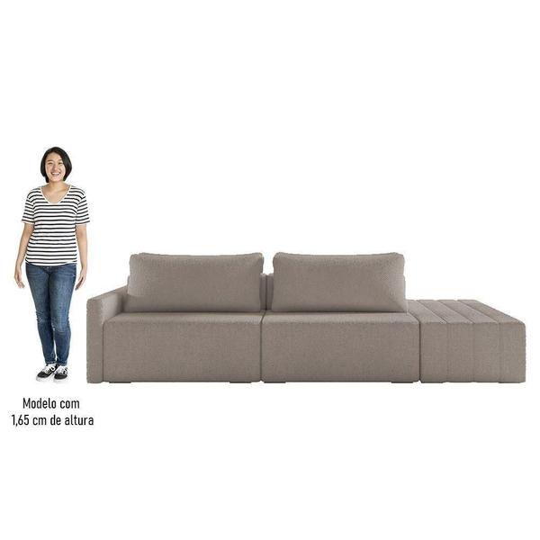 Imagem de Sofá Ilha Modular Com Puff Para Sala Living 232cm Georgia K04 Bouclê Bege Escuro - Mpozenato