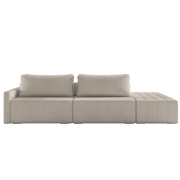 Imagem de Sofá Ilha Modular Com Puff Para Sala Living 232cm Georgia K04 Bouclê Bege - Mpozenato