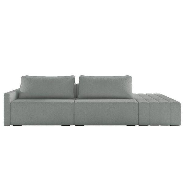 Imagem de Sofá Ilha Modular Com Puff Para Sala Living 232cm Georgia K04 Bouclê Cinza - Mpozenato