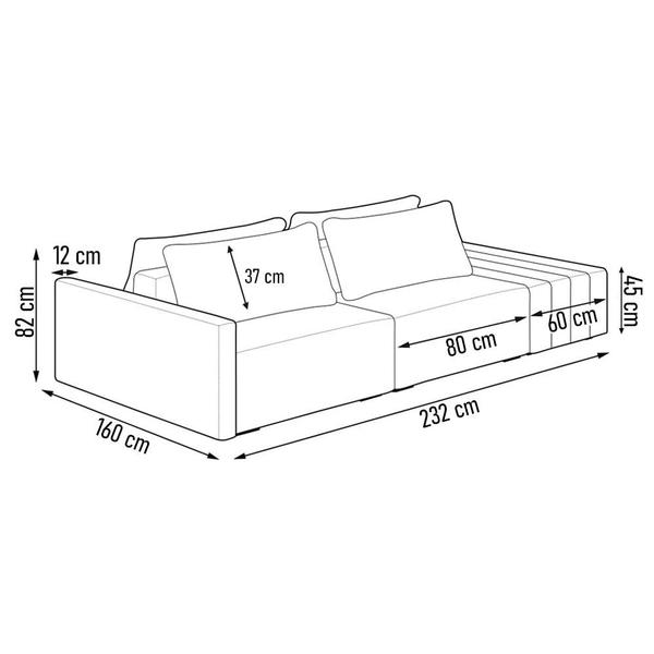 Imagem de Sofá Ilha Modular com Puff para Sala Living 232cm Georgia K04 Bouclê Cinza - Mpozenato