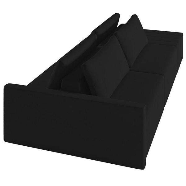 Imagem de Sofá Ilha Modular Com Puff Para Sala Living 232cm Georgia K04 Veludo Preto - Mpozenato