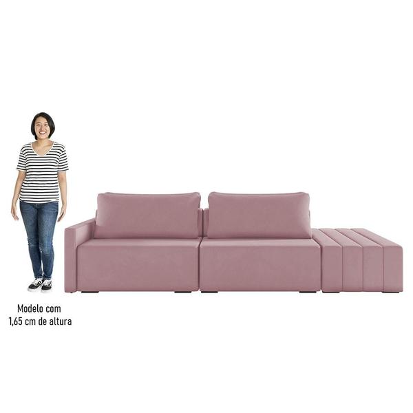 Imagem de Sofá Ilha Modular com Puff para Sala Living 232cm Georgia K04 Veludo Rosê - Mpozenato