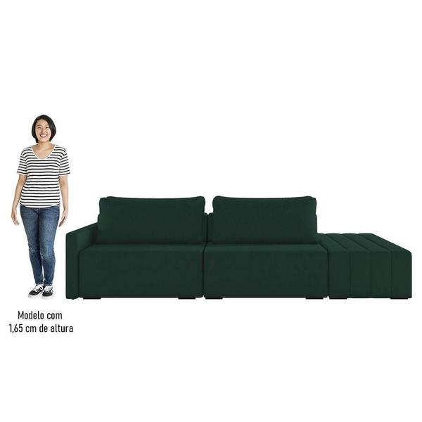 Imagem de Sofá Ilha Modular Com Puff Para Sala Living 232cm Georgia K04 Veludo Verde - Mpozenato