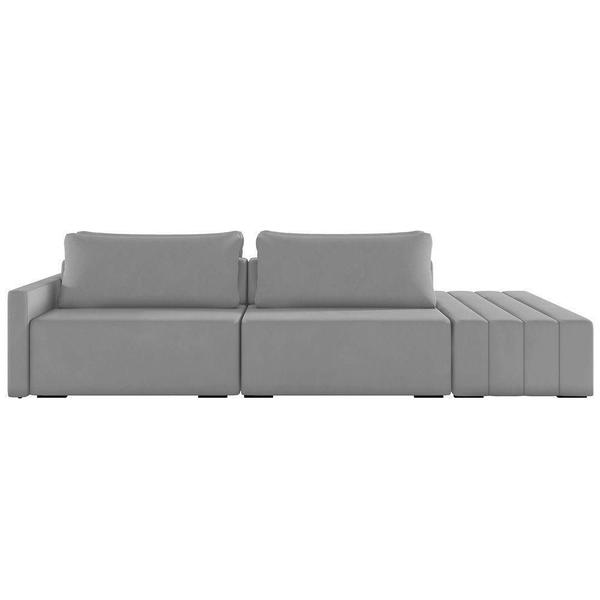 Imagem de Sofá Ilha Modular Com Puff Para Sala Living 252cm Georgia K04 Veludo Cinza - Mpozenato