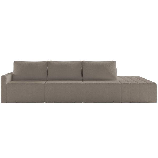 Imagem de Sofá Ilha Modular com Puff para Sala Living 312cm Georgia K04 Bouclê Bege Escuro - Mpozenato