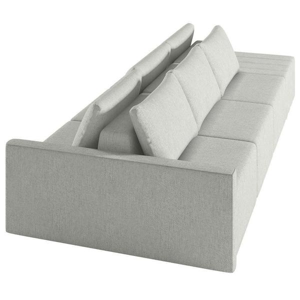 Imagem de Sofá Ilha Modular Com Puff Para Sala Living 312cm Georgia K04 Linho Cinza - Mpozenato