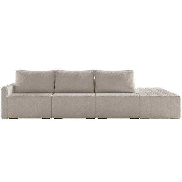 Imagem de Sofá Ilha Modular Com Puff Para Sala Living 342cm Georgia K04 Bouclê Bege - Mpozenato