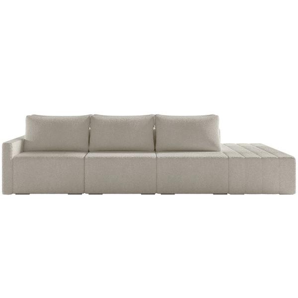 Imagem de Sofá Ilha Modular com Puff para Sala Living 342cm Georgia K04 Bouclê Bege - Mpozenato