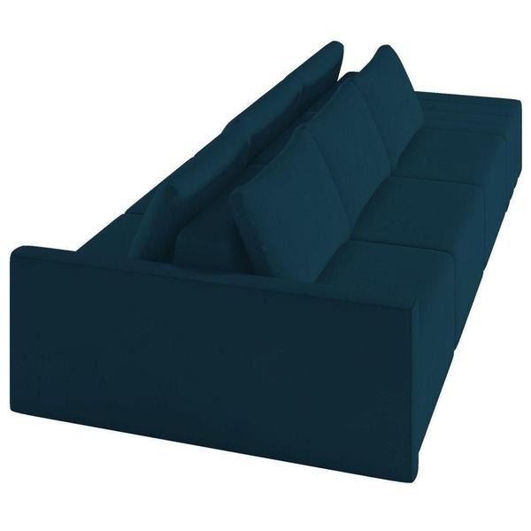 Imagem de Sofá Ilha Modular Com Puff Para Sala Living 342cm Georgia K04 Veludo Azul - Mpozenato