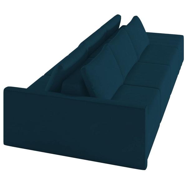 Imagem de Sofá Ilha Modular com Puff para Sala Living 342cm Georgia K04 Veludo Azul - Mpozenato