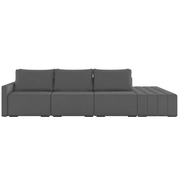 Imagem de Sofá Ilha Modular Com Puff Para Sala Living 342cm Georgia K04 Veludo Cinza Escuro - Mpozenato