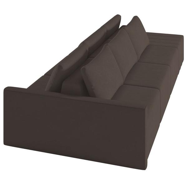 Imagem de Sofá Ilha Modular com Puff para Sala Living 342cm Georgia K04 Veludo Marrom - Mpozenato