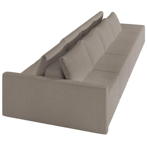 Imagem de Sofá Ilha Modular com Puff para Sala Living 392cm Georgia K04 Bouclê Bege Escuro - Mpozenato