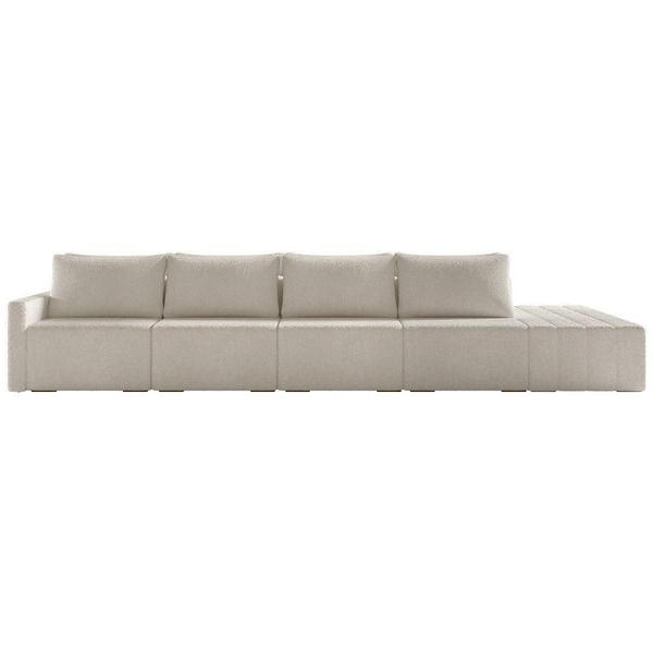 Imagem de Sofá Ilha Modular Com Puff Para Sala Living 392cm Georgia K04 Bouclê Bege - Mpozenato