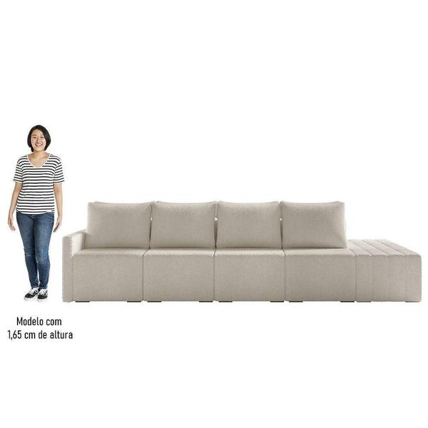 Imagem de Sofá Ilha Modular Com Puff Para Sala Living 392cm Georgia K04 Bouclê Bege - Mpozenato