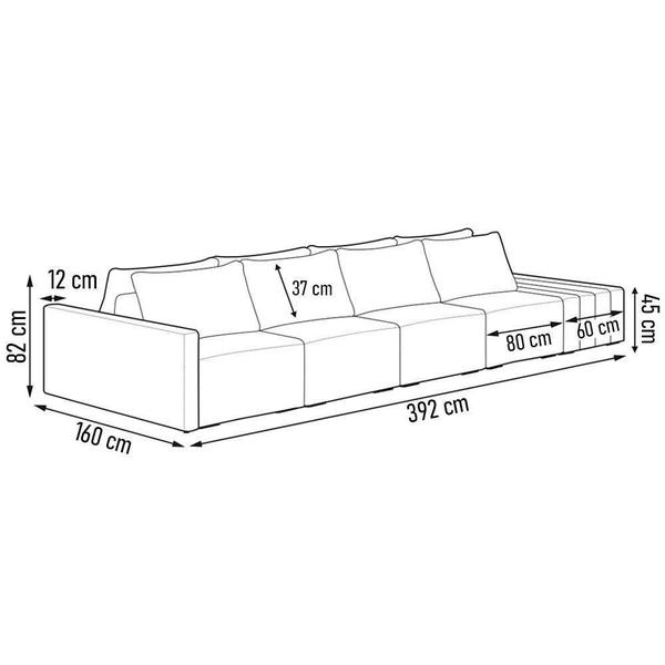 Imagem de Sofá Ilha Modular Com Puff Para Sala Living 392cm Georgia K04 Veludo Bege - Mpozenato