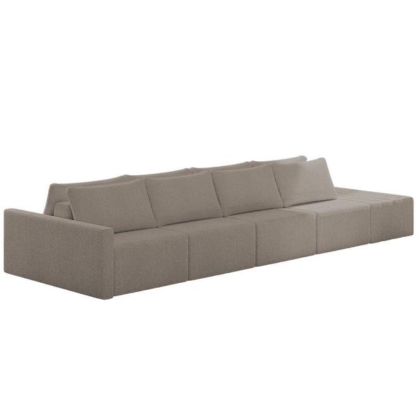 Imagem de Sofá Ilha Modular com Puff para Sala Living 432cm Georgia K04 Bouclê Bege Escuro - Mpozenato