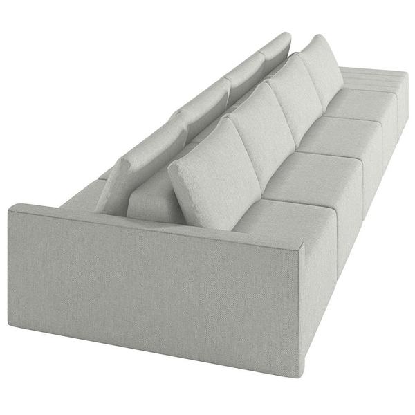 Imagem de Sofá Ilha Modular com Puff para Sala Living 432cm Georgia K04 Linho Cinza - Mpozenato