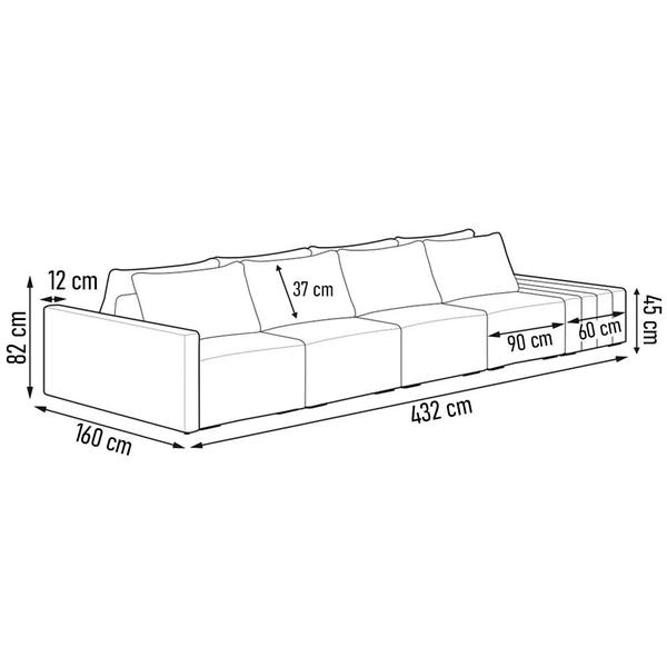 Imagem de Sofá Ilha Modular com Puff para Sala Living 432cm Georgia K04 Veludo Bege - Mpozenato