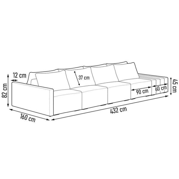 Imagem de Sofá Ilha Modular Com Puff Para Sala Living 432cm Georgia K04 Veludo Rosê - Mpozenato