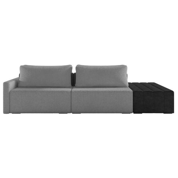 Imagem de Sofá Ilha Modular Living Com Puff 232cm Georgia K04 Bouclê Grafite/preto - Mpozenato