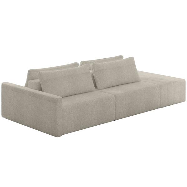 Imagem de Sofá Ilha Modular para Sala 232cm com Puff Dublin K01 Bouclê Bege - Lyam Decor