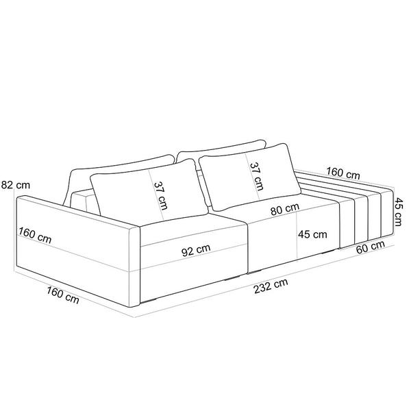 Imagem de Sofá Ilha Modular para Sala 232cm com Puff Dublin K01 Bouclê Bege - Lyam Decor