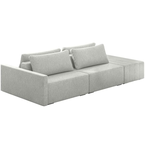 Imagem de Sofá Ilha Modular para Sala 232cm com Puff Dublin K01 Linho Cinza - Lyam Decor