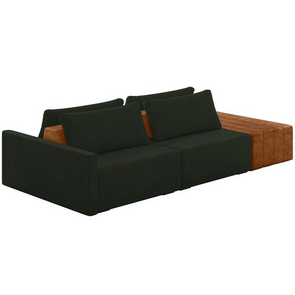 Imagem de Sofá Ilha Modular Para Sala 252cm com Puff Dublin K01 Veludo Verde Sintético Caramelo - Lyam Decor